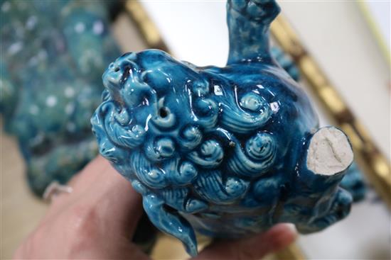 A collection of Chinese turquoise Dogs of Fo